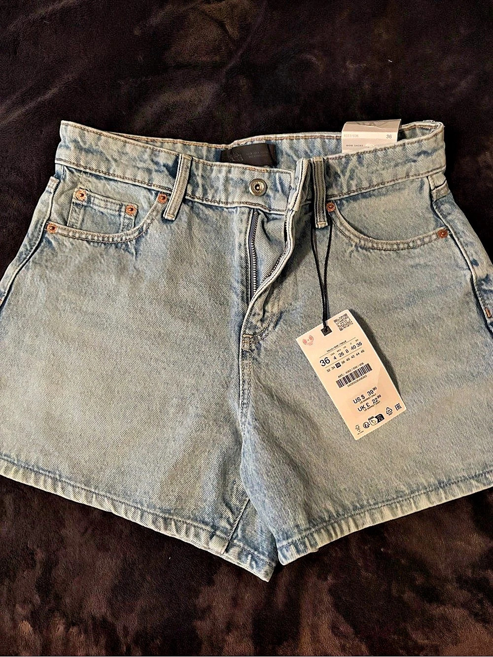 Zara Mom Short Denim Jean Shorts in Blue Size 4 NWT